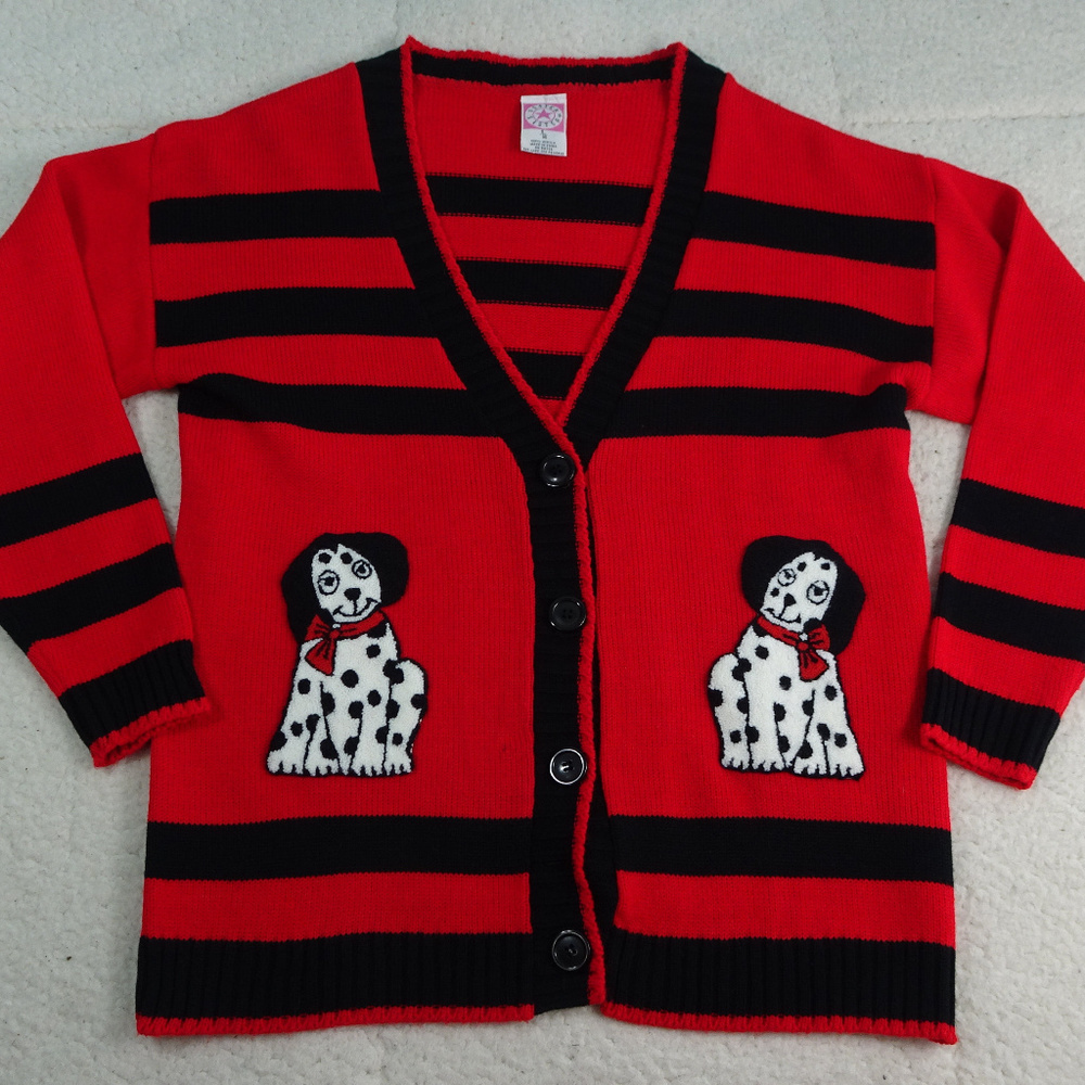 Sister Sister Red & Black Dalmatian Sweater Lg(14)